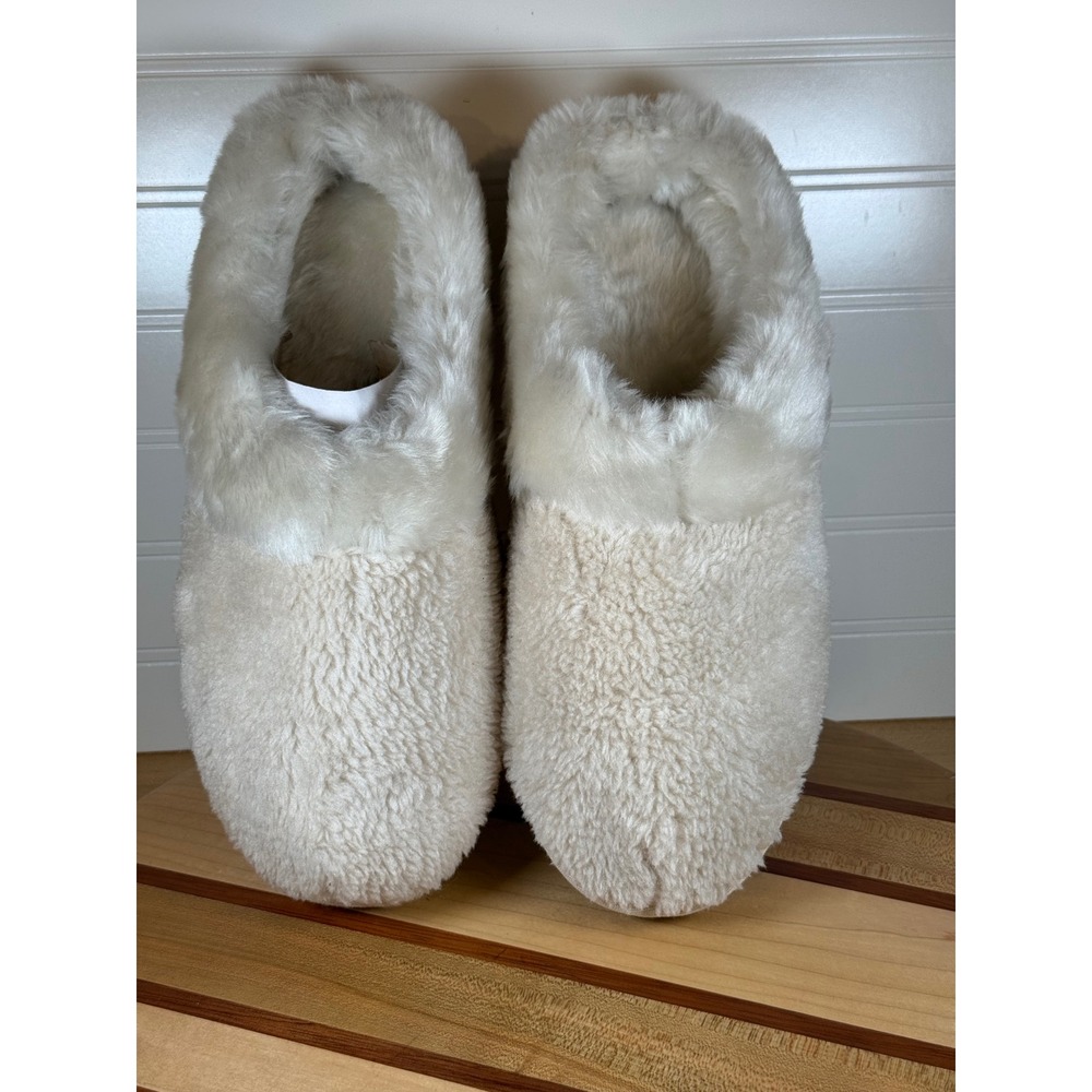 Style & Co Teddieef Cream Faux Shearling Fur Slippers Womens 11 M Round Toe Cozy